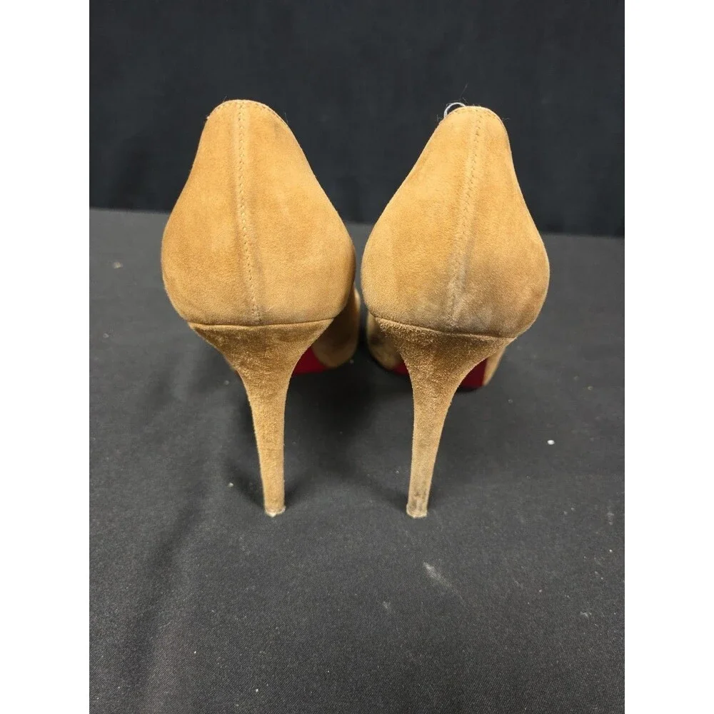 Christian Louboutin New Declic Womens Size 38.5 US 8 Pump Beige Suede Shoes
